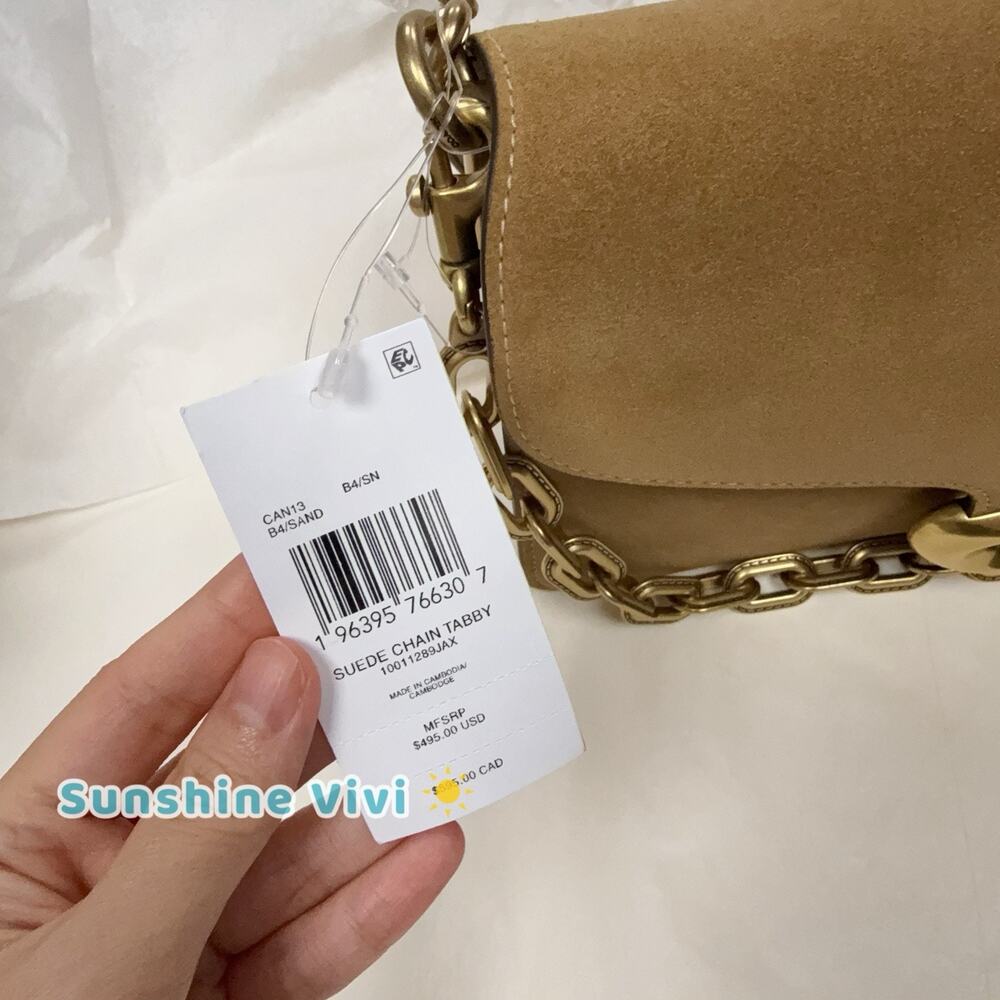 NWT Coach Chain Tabby Shoulder/Hand Suede Chain Tabby Sand CAN13 - Picture 2 of 13